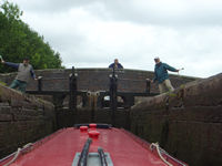 The crew showing off at a lock